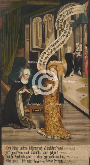 Scenes from the Legend of Saint Cordula: the apparition before the pious Hildentrut, c. 1490-1499. Creator: Master of Cologne (active ca 1500).