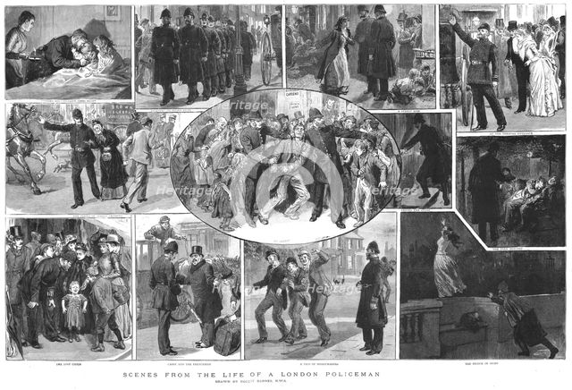 ''Scenes from the Life of a London Policeman', 1890. Creator: Robert Barnes.