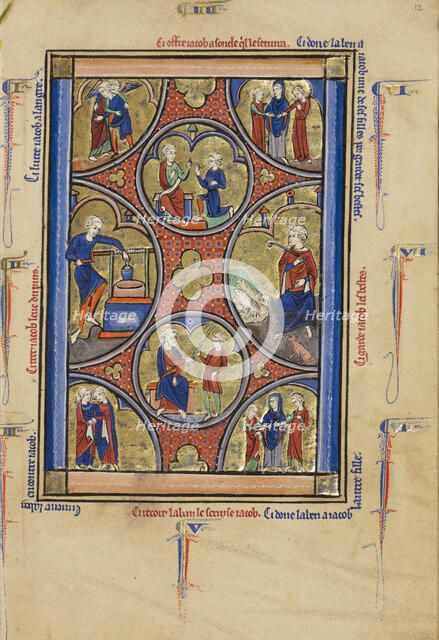 Scenes from the Life of Jacob; Wenceslaus Psalter, about 1250-1260. Creator: Unknown.