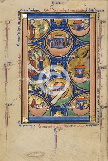 Scenes from the Life of Noah; Wenceslaus Psalter, about 1250-1260. Creator: Unknown.