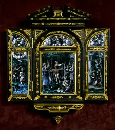 Scenes from the life of Saint John the Baptist: Preaching, Baptism of Christ, Beheading. Creator: Unknown