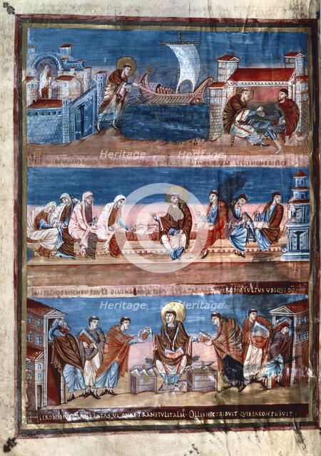 Scenes from the life of St Jerome, from the Bible of Charles the Bald, 9th century. Artist: Unknown
