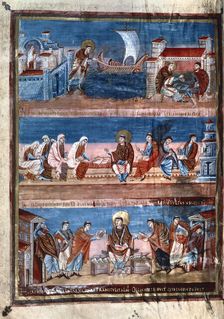 Scenes from the life of St Jerome, from the Bible of Charles the Bald, 9th century