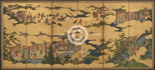Scenes from the life of the Ming Huang Emperor and Yang Guifei, Momoyama period, late 16th-early 17t Creator: Kano Mitsunobu.