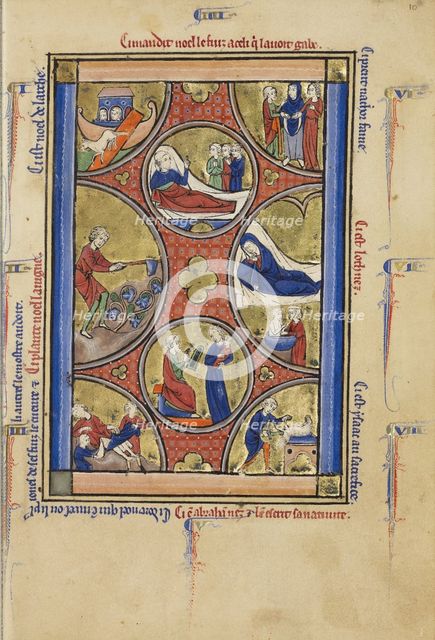 Scenes from the Lives of Noah and Abraham; Wenceslaus Psalter, about 1250-1260. Creator: Unknown.