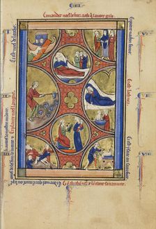 Scenes from the Lives of Noah and Abraham; Wenceslaus Psalter, about 1250-1260. Creator: Unknown