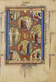 Scenes from the Lives of Adam and Eve and Cain and Abel; Wenceslaus Psalter, about 1250-1260. Creator: Unknown