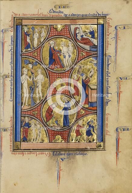 Scenes from the Lives of Adam and Eve and Cain and Abel; Wenceslaus Psalter, about 1250-1260. Creator: Unknown.