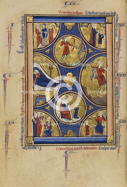 Scenes from the Lives of Isaac; Wenceslaus Psalter, Jacob, and Esau, about 1250-1260. Creator: Unknown.