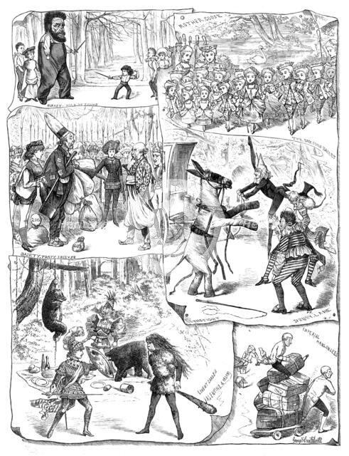 Scenes from the pantomimes, 1881. Creators: Unknown, George Cruikshank.