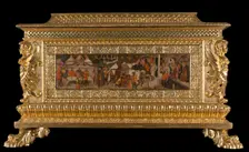Scenes from the Story of Roman Lucretia-Front Panel of Cassone, c1410. Creator: Master of Charles of Durazzo