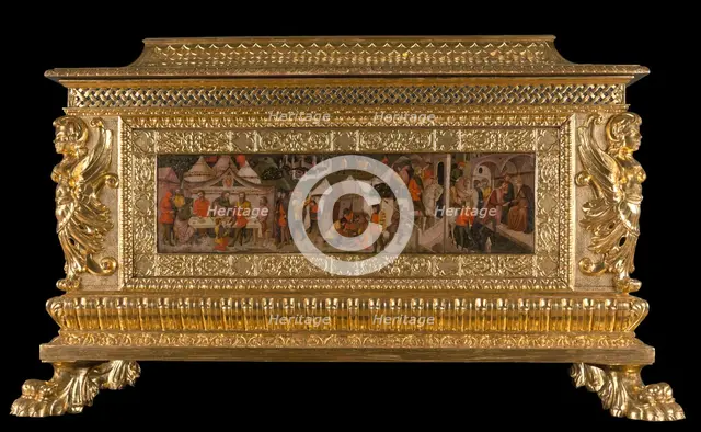 Scenes from the Story of Roman Lucretia-Front Panel of Cassone, c1410. Creator: Master of Charles of Durazzo.