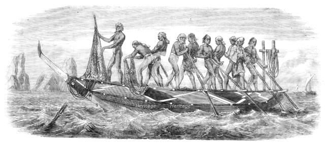 Scenes in Japan: a Japanese whaling-boat, 1864. Creator: Unknown.