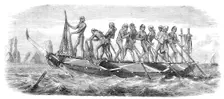 Scenes in Japan: a Japanese whaling-boat, 1864. Creator: Unknown