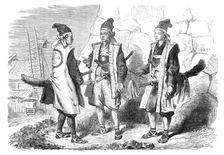 Scenes in Japan: Japanese warriors in fighting-dress - from a sketch by our special artist, 1864. Creator: Unknown