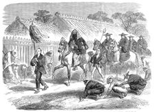 Scenes in Japan: the Governor of Kanagawa and suite going to a fire - by our special artist, 1864. Creator: Unknown