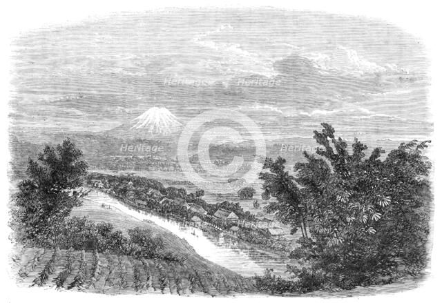 Scenes in Japan: the mountain Fusiyama, viewed from near Yokohama, 1864. Creator: Mason Jackson.