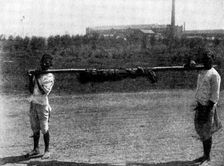 Scenes in Plague-Stricken Bombay: removing body of a...child to the...burning-ground, 1898. Creator: Gysi