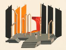 Scenic design from the portfolio Décors de Théâtre, 1930. Creator: Exter, Alexandra Alexandrovna (1882-1949)