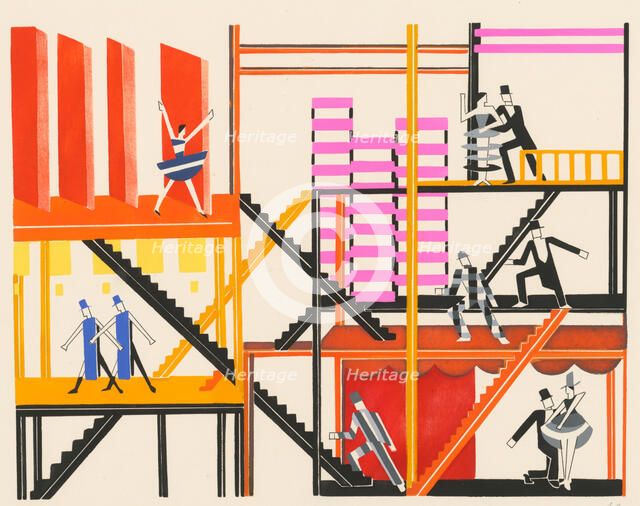 Scenic design from the portfolio Décors de Théâtre, 1930. Creator: Exter, Alexandra Alexandrovna (1882-1949).