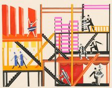 Scenic design from the portfolio Décors de Théâtre, 1930. Creator: Exter, Alexandra Alexandrovna (1882-1949)