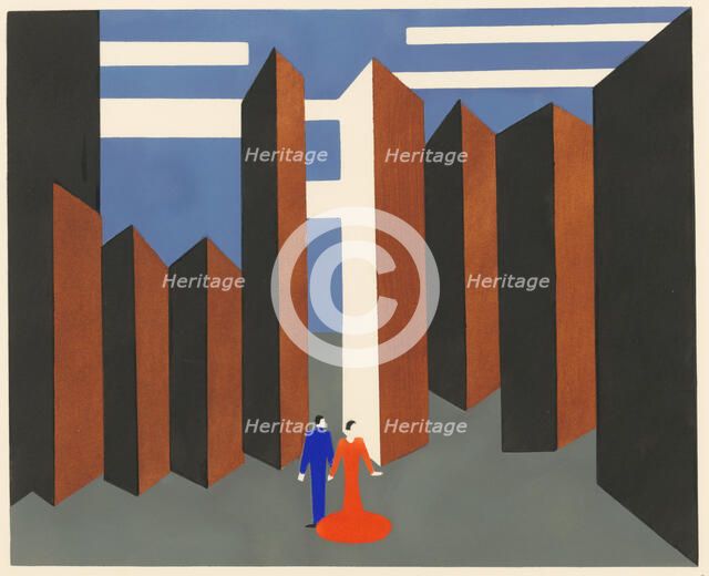 Scenic design from the portfolio Décors de Théâtre, 1930. Creator: Exter, Alexandra Alexandrovna (1882-1949).
