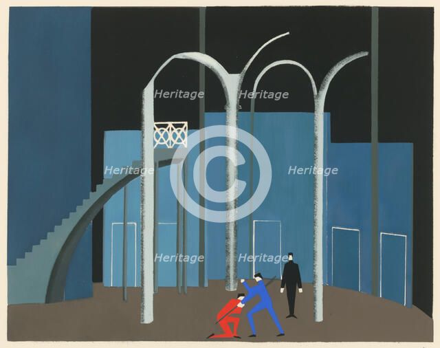 Scenic design from the portfolio Décors de Théâtre, 1930. Creator: Exter, Alexandra Alexandrovna (1882-1949).