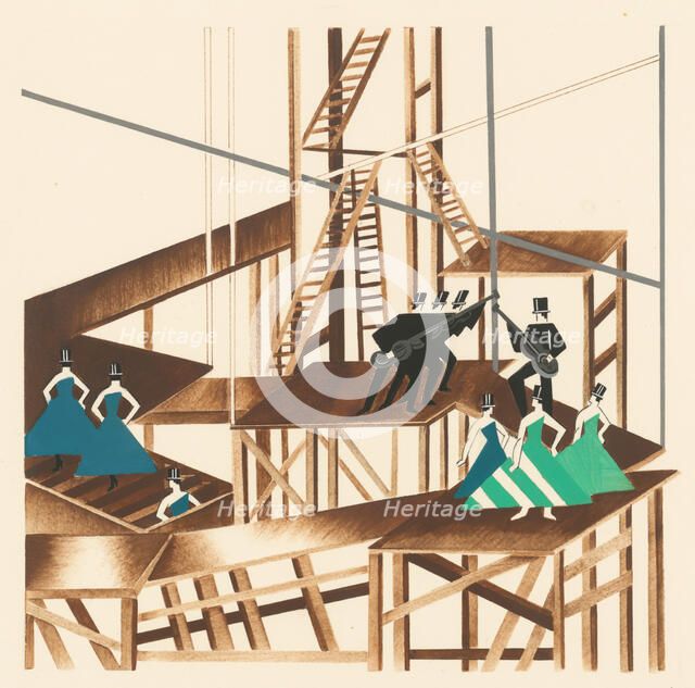 Scenic design from the portfolio Décors de Théâtre, 1930. Creator: Exter, Alexandra Alexandrovna (1882-1949).