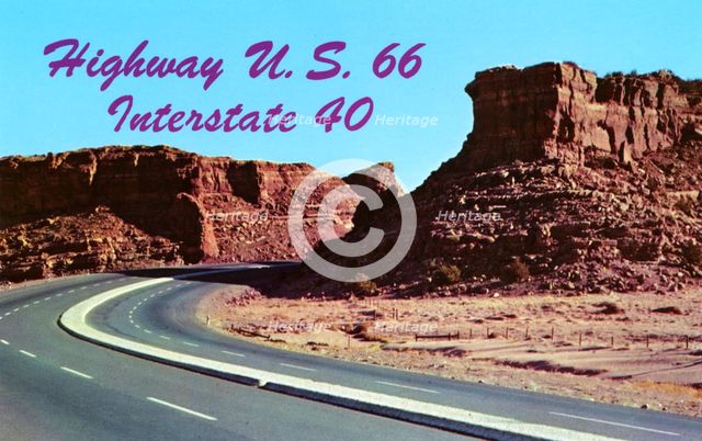 Scenic Highway US 66 Between Grants and Albuquerque, New Mexico, USA, 1957. Artist: Unknown