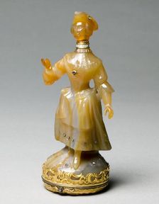 Scent Bottle and Box in the Form of a Woman, c 1880-1890. Creator: James Cox (British), attributed to