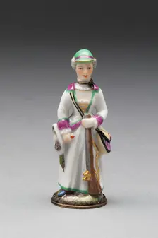 Scent Bottle: Huntswoman, Ludwigsburg, c. 1775. Creator: Ludwigsburg Porcelain Factory