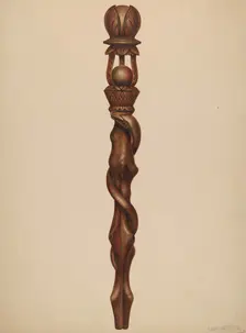 Scepter (Lumberjack Carving), c. 1938. Creator: Walter Hochstrasser