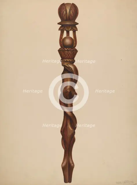 Scepter (Lumberjack Carving), c. 1938. Creator: Walter Hochstrasser.