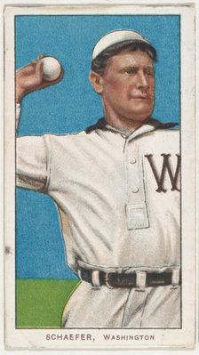 Schaefer, Washington, American League, from the White Border series (T206) for the Amer..., 1909-11. Creator: American Tobacco Company