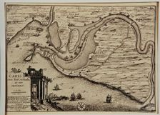 Schematic drawing of the harbor and the roads of the bay of Cadiz, at left drawing of the Pillars…
