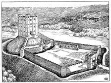 Scheme of a Norman castle based on Castle Hedingham, Essex, England