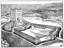 Scheme of a Norman castle based on Castle Hedingham, Essex, England
