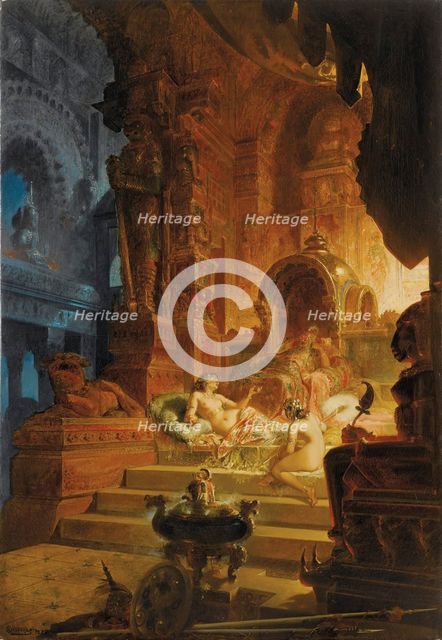 Scheherazade and the Sultan , 1878. Creator: Choubrac, Alfred (1853-1902).