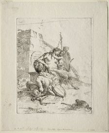 Scherzi: Satyr Family with the Obelisk. Creator: Giovanni Battista Tiepolo (Italian, 1696-1770)