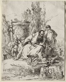 Scherzi: seated Magician, boy and four figures, 1735-40. Creator: Giovanni Battista Tiepolo (Italian, 1696-1770)