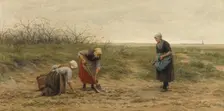Scheveningen women digging in a potato field, 1874. Creator: Philip Lodewijk Jacob Frederik Sadee