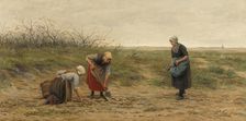 Scheveningen women digging in a potato field, 1874. Creator: Philip Lodewijk Jacob Frederik Sadee