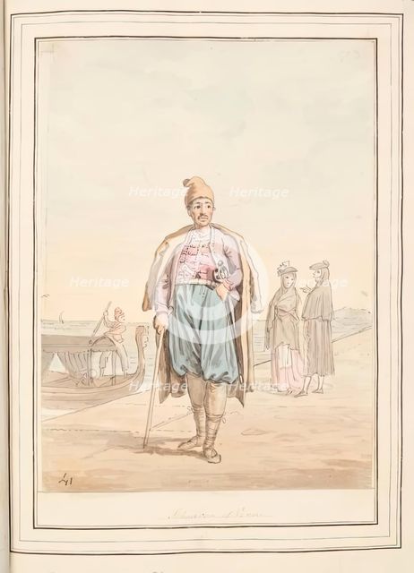 Schiavon of Venice, leaf from 'A Collection of Dresses by David Allan Mostly from Nature', 1776. Creator: David Allan.