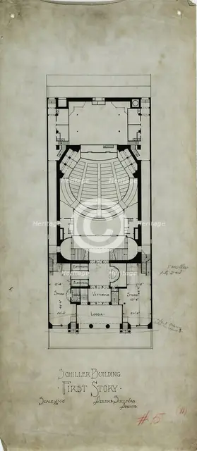 Schiller Building Rental Plans, Chicago, Illinois, Plan, c. 1891-1893. Creator: Adler & Sullivan.