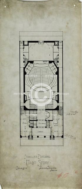 Schiller Building Rental Plans, Chicago, Illinois, Plan, c. 1891-1893. Creator: Adler & Sullivan.