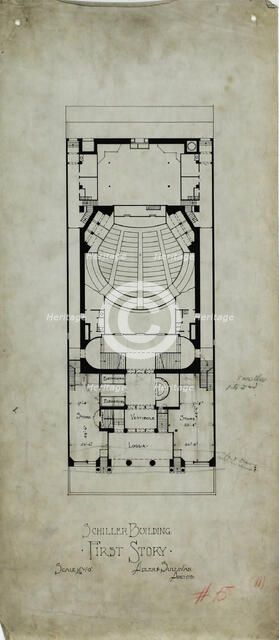 Schiller Building Rental Plans, Chicago, Illinois, Plan, c. 1891-1893. Creator: Adler & Sullivan.