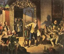 Schiller reads his first play, "Die Räuber" (The Robbers), (1936). Creator: Unknown