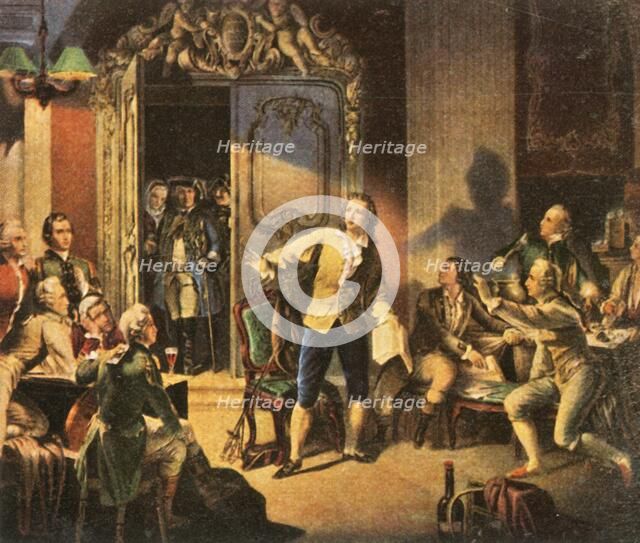 Schiller reads his first play, "Die Räuber" (The Robbers), (1936). Creator: Unknown.