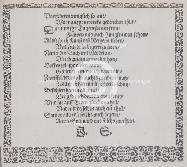 Schön Neues Modelbuch (Page 5 recto), 1597. Creator: Johann Sibmacher.