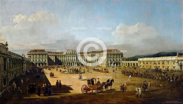 Schönbrunn Palace viewed from the front side, Between 1758 and 1761. Artist: Bellotto, Bernardo (1720-1780)